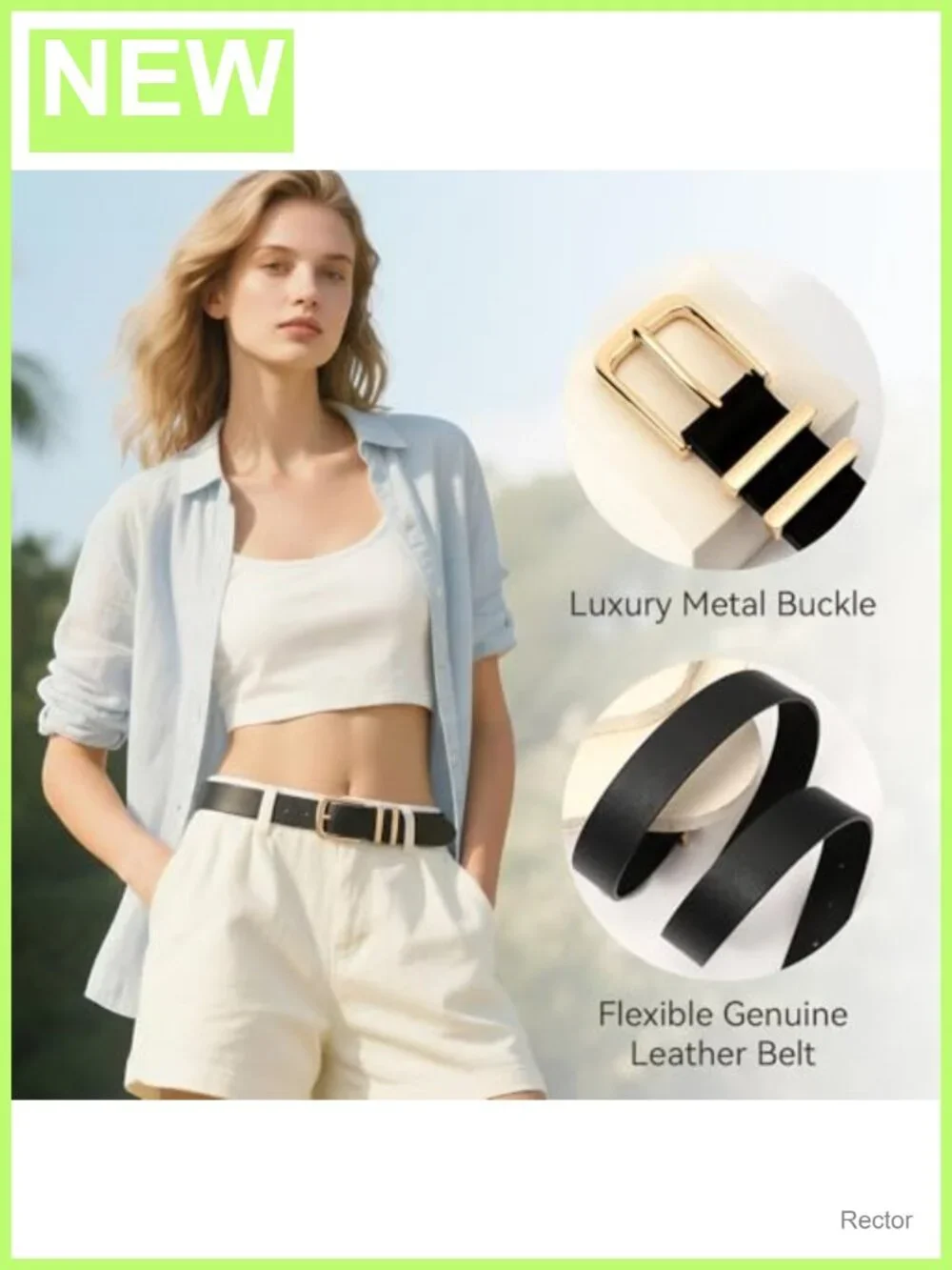 3 Pack Women's Belts Faux Leather Gold Buckle Adjustable Dress Belt